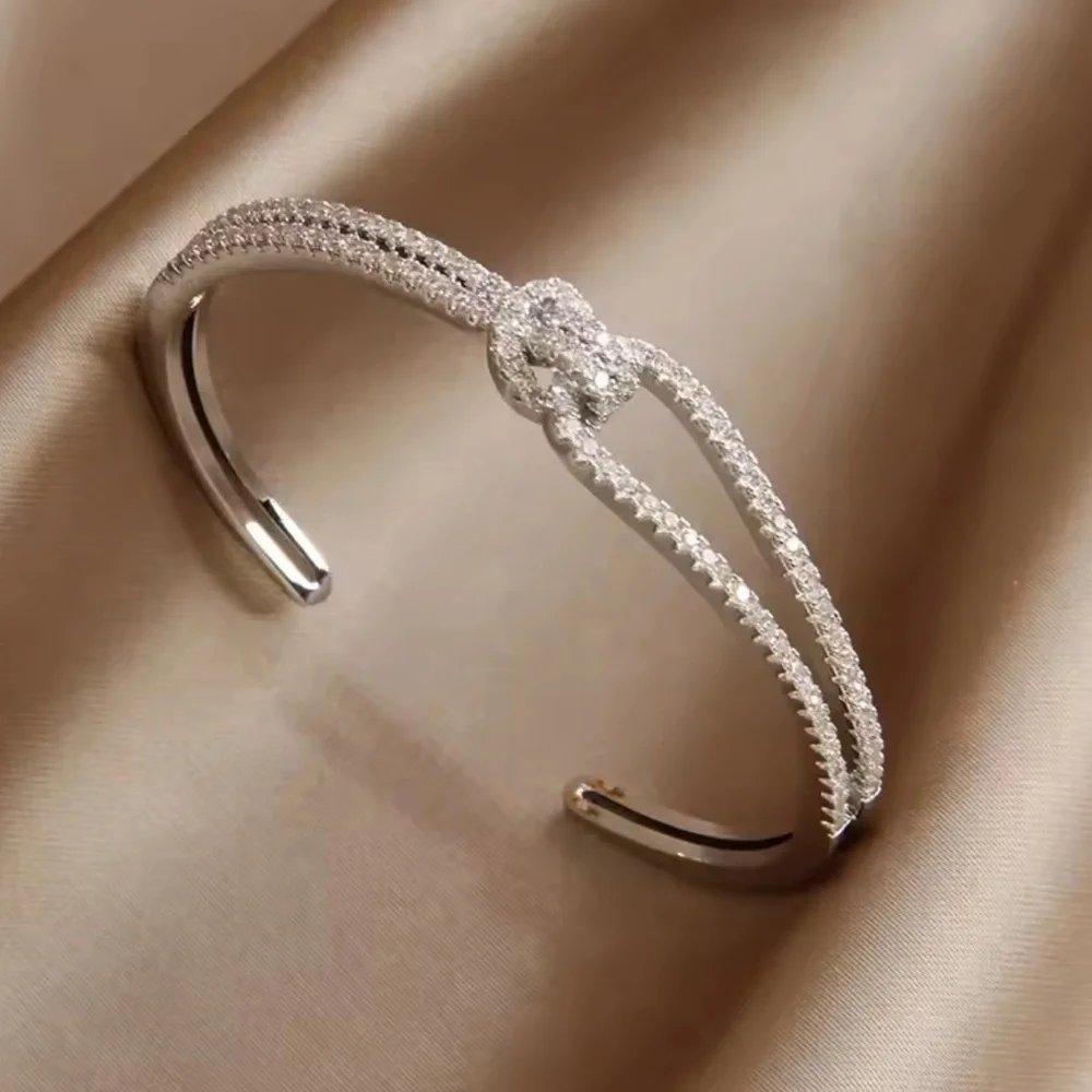 Classic cuff Diamond Silver Bracelet